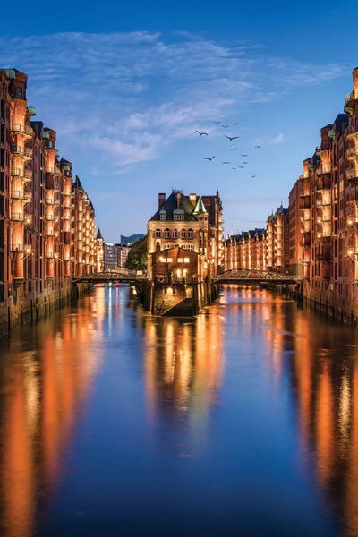 Coastal Villages & Towns: Hamburg Speicherstadt At Night by Jan Becke