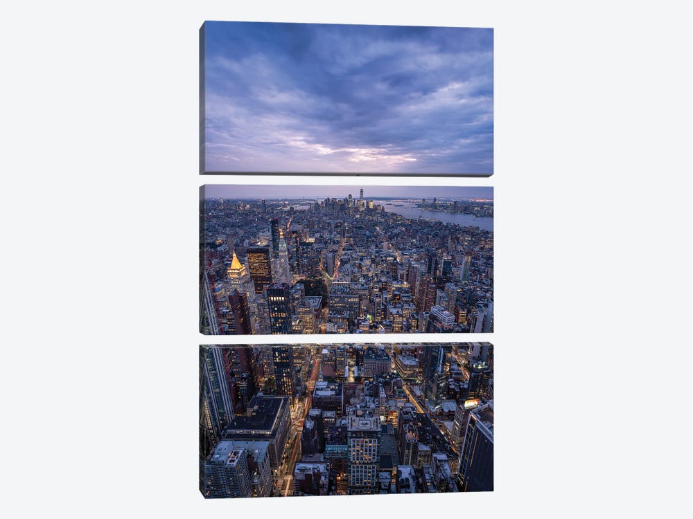 Lower Manhattan Skyline seen from top of the Empire State Building by Jan Becke 3-piece Art Print