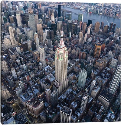 Aerial view of the Empire State Building in Midtown Manhattan Canvas Art Print - Empire State Building