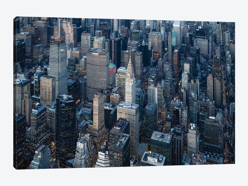 Aerial view of the Chrysler Building in Midtown Manhattan, New York City, USA by Jan Becke 1-piece Canvas Art Print