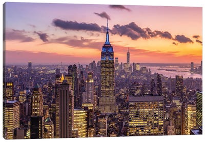 Empire State Building at sunset, Midtown Manhattan, New York City, USA Canvas Art Print - Empire State Building