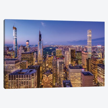 Billionaires' Row and Central Park at night Canvas Print #JNB601} by Jan Becke Art Print