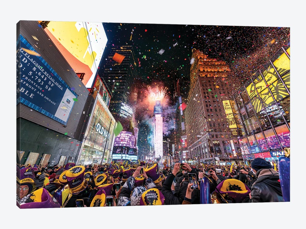Times Square New Year's Eve celebration by Jan Becke 1-piece Canvas Wall Art