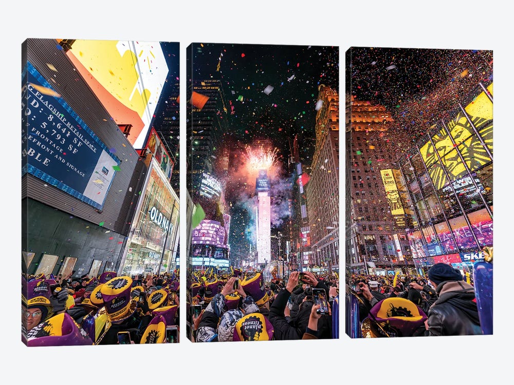 Times Square New Year's Eve celebration by Jan Becke 3-piece Canvas Artwork