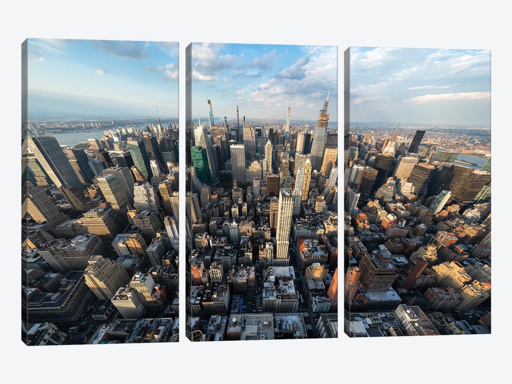 Skyscraper buildings in Midtown Manhattan by Jan Becke 3-piece Canvas Art Print