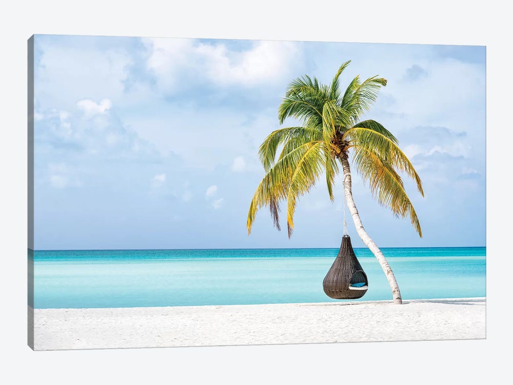 Hanging Swing Chair On The Beach by Jan Becke 1-piece Art Print