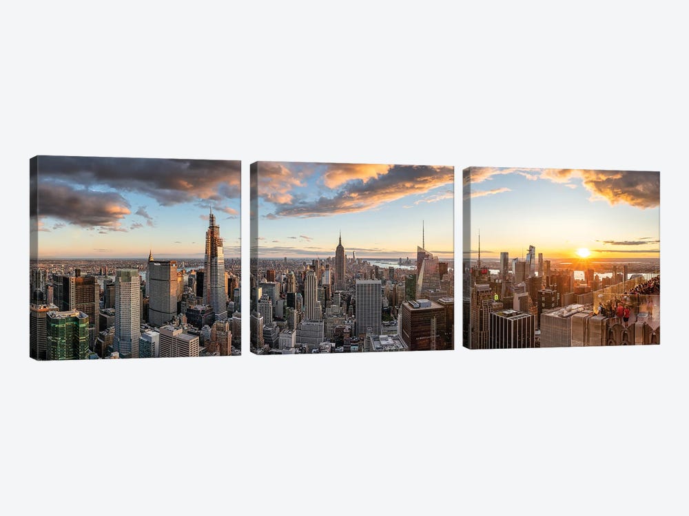 Manhattan skyline panorama by Jan Becke 3-piece Canvas Artwork