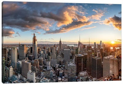 Manhattan skyline with Empire State Building Canvas Art Print - City Sunrise & Sunset Art