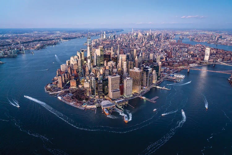 Aerial view of the Lower Manhattan skyline, New York City by Jan Becke wall art