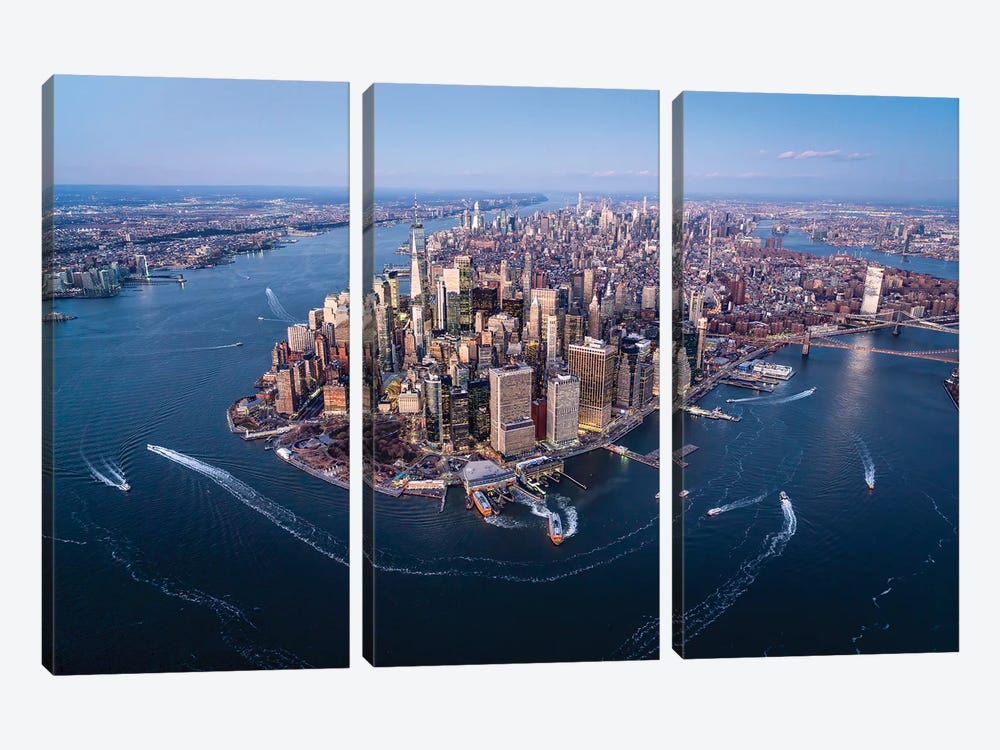 Aerial view of the Lower Manhattan skyline, New York City by Jan Becke 3-piece Canvas Wall Art