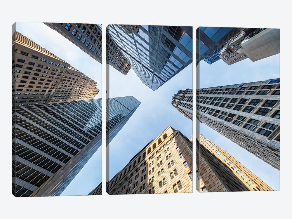 Office buildings near Wall Street, New York City by Jan Becke 3-piece Canvas Art