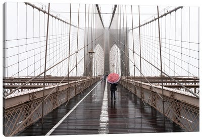 Brooklyn Bridge winter fog Canvas Art Print - Brooklyn Bridge