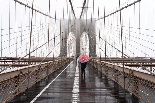 Famous Bridges: Brooklyn Bridge winter fog by Jan Becke