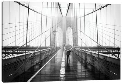 Brooklyn Bridge in winter Canvas Art Print - New York City Skylines