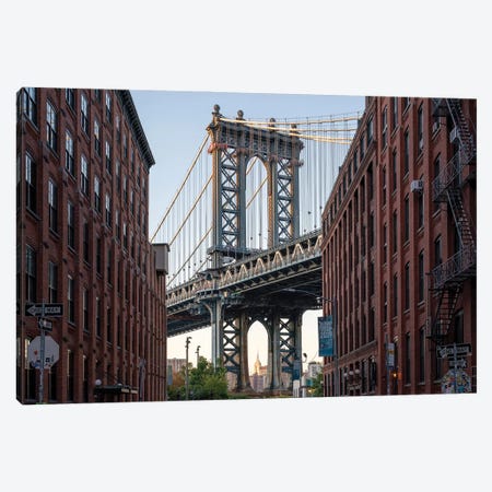 Manhattan Bridge View in Dumbo, Brooklyn, New York City Canvas Print #JNB646} by Jan Becke Canvas Wall Art