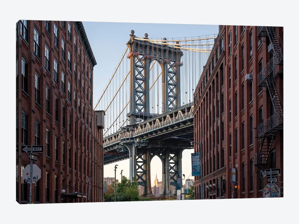 Manhattan Bridge View in Dumbo, Brooklyn, New York City by Jan Becke 1-piece Canvas Art Print