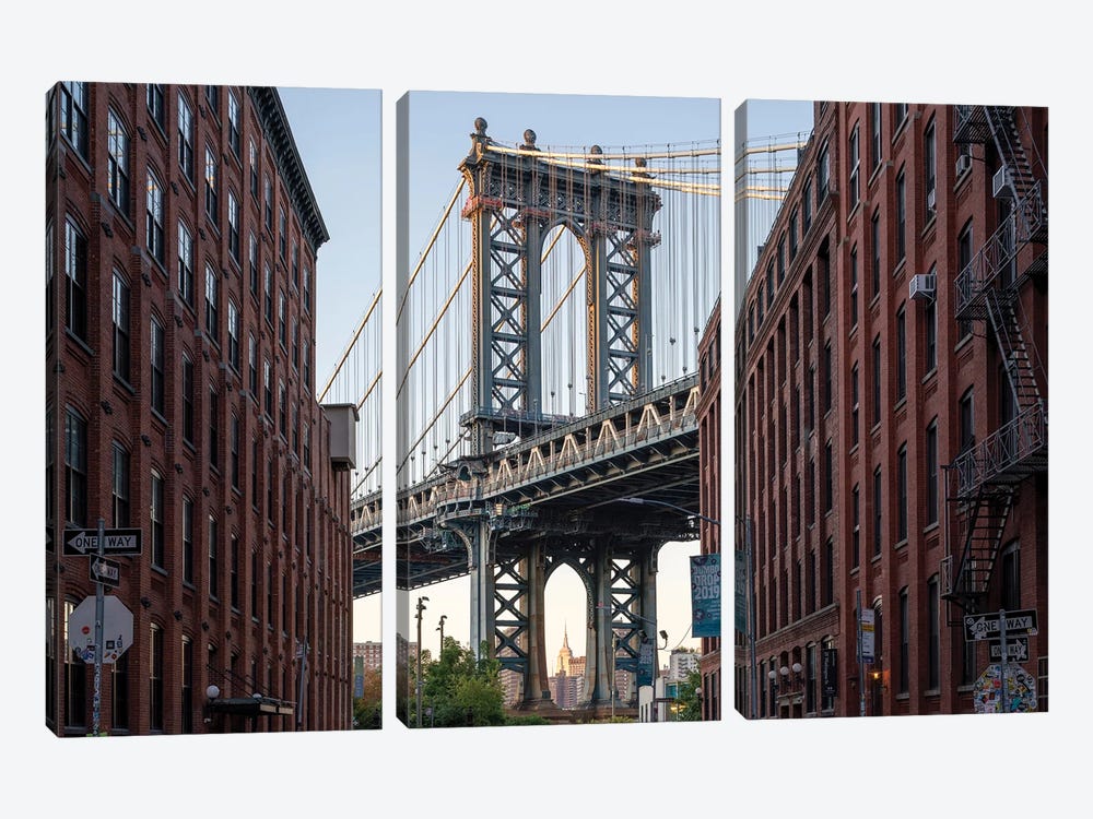 Manhattan Bridge View in Dumbo, Brooklyn, New York City by Jan Becke 3-piece Art Print