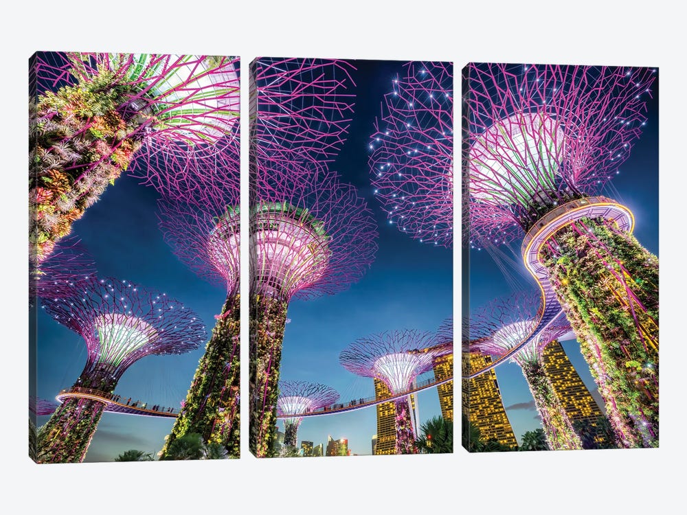 Gardens by the Bay in Singapore by Jan Becke 3-piece Canvas Art