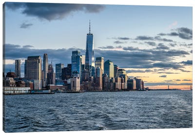 View of Lower Manhattan with One World Trade Center Canvas Art Print - New York City Skylines