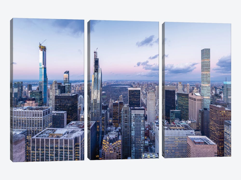 Modern skyscraper buildings in Midtown Manhattan and Central Park, New York City, USA by Jan Becke 3-piece Art Print