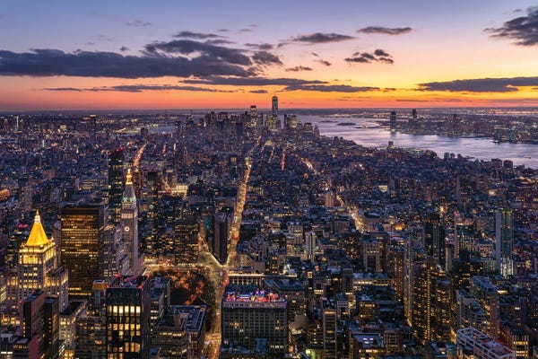 City Sunrises & Sunsets: Aerial view of Lower Manhattan by Jan Becke