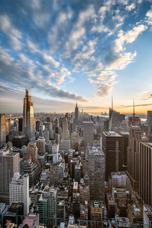 Dramatic sunset over Midtown Manhattan