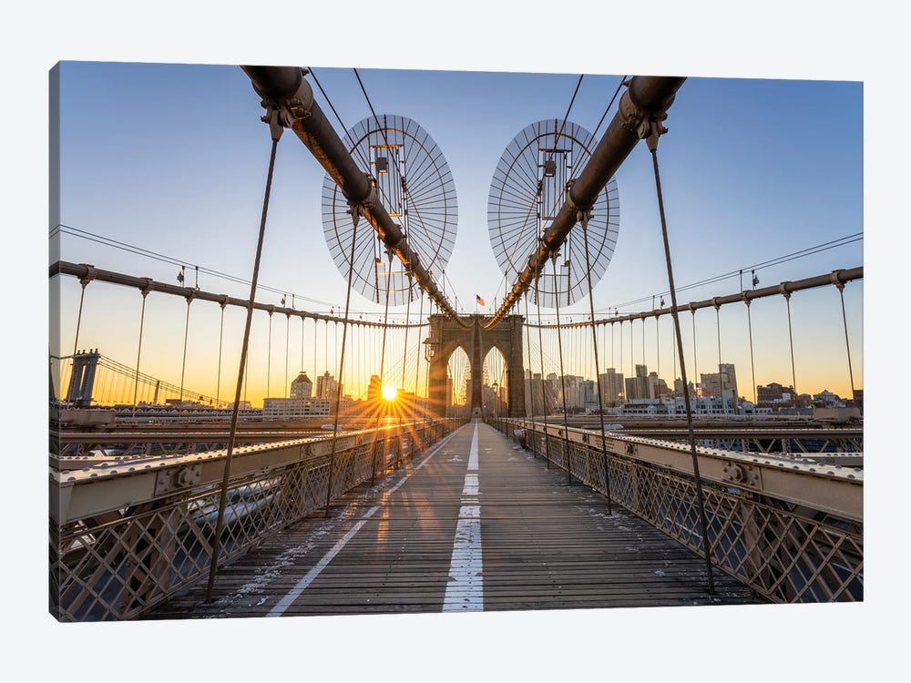 Brooklyn Bridge at sunrise by Jan Becke 1-piece Canvas Artwork