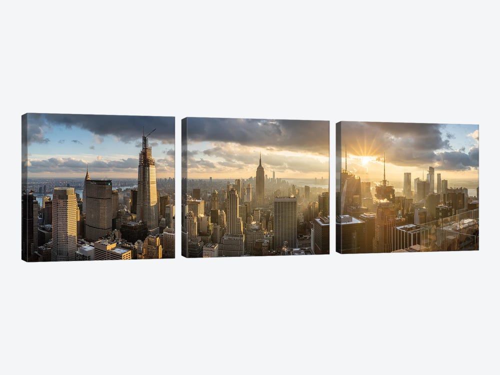 View from Top of the Rock at the Rockefeller Center, Midtown Manhattan, New York City, USA by Jan Becke 3-piece Canvas Art Print