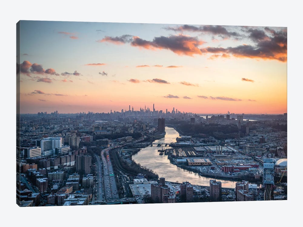 Aerial view of New York and Harlem River by Jan Becke 1-piece Canvas Artwork