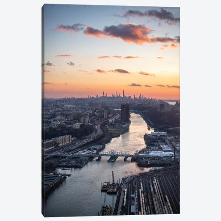 Aerial view of New York and Harlem River at sunset Canvas Print #JNB675} by Jan Becke Art Print