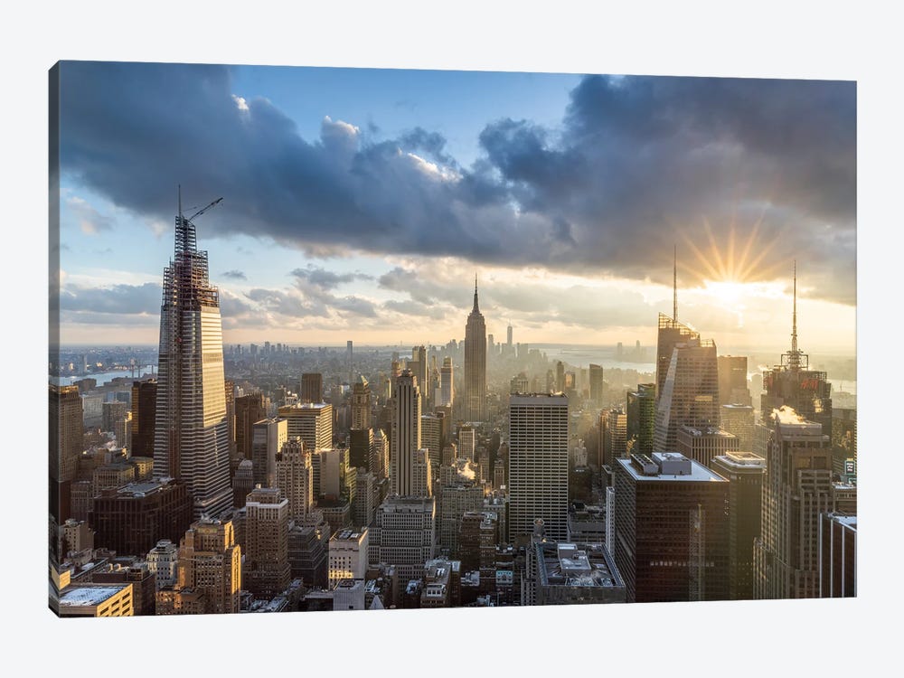 Spectacular sunset over Midtown Manhattan, New York City, USA by Jan Becke 1-piece Art Print