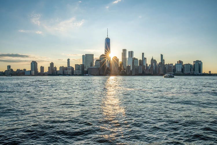 Sunrise Behind The Manhattan Skyline, New York City, USA