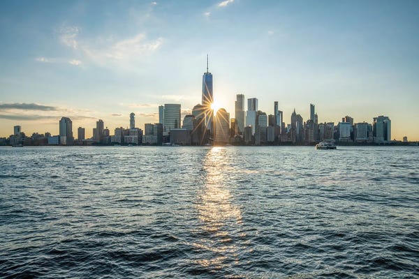 Manhattan: Sunrise Behind The Manhattan Skyline, New York City, USA by Jan Becke