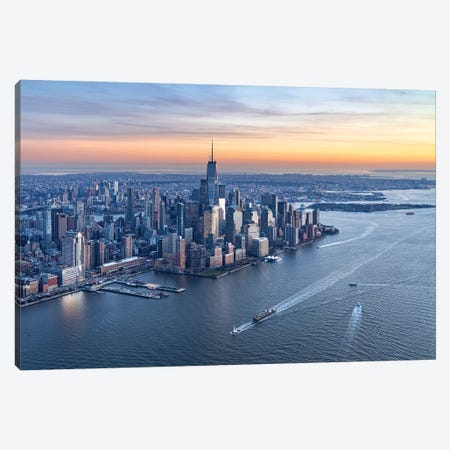 Aerial View Of Lower Manhattan At Sunset Canvas Print #JNB687} by Jan Becke Canvas Artwork