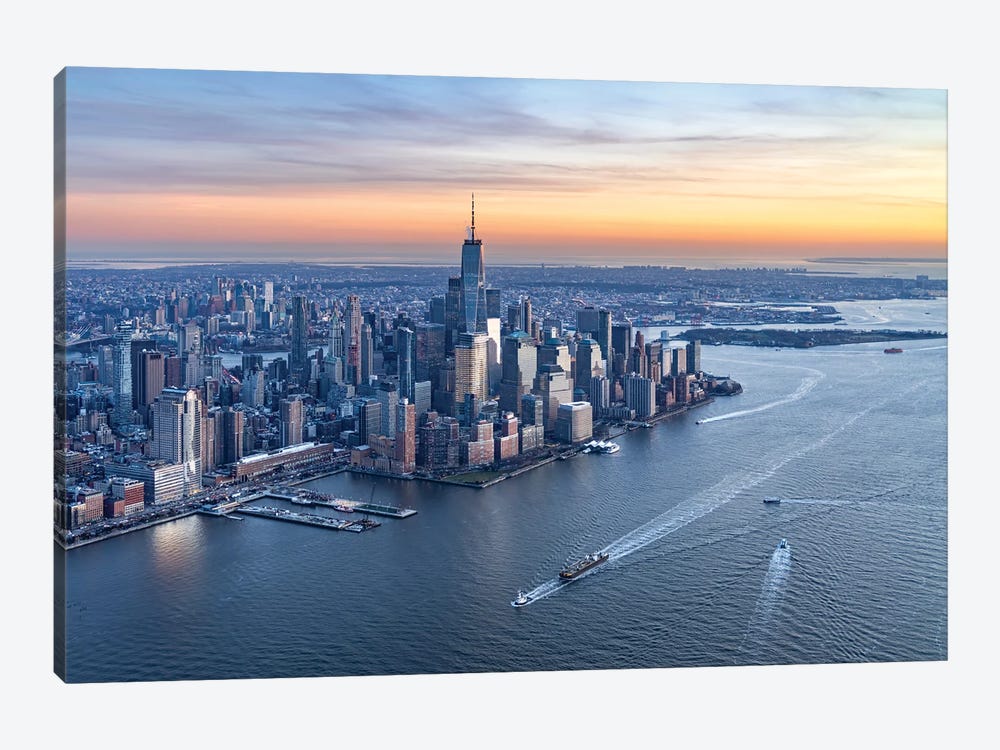 Aerial View Of Lower Manhattan At Sunset by Jan Becke 1-piece Canvas Wall Art