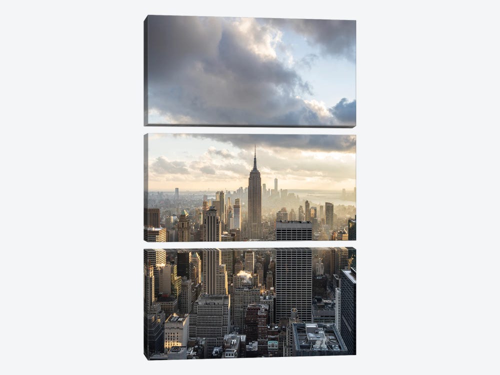 Empire State Building At Sunset, New York City by Jan Becke 3-piece Canvas Artwork