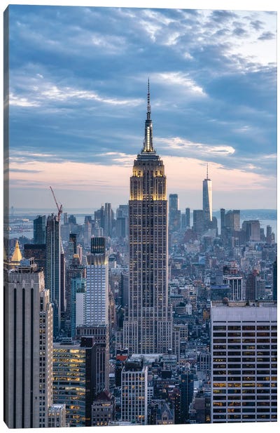 Empire State Building At Dusk, New York City Canvas Art Print - Landmarks & Attractions