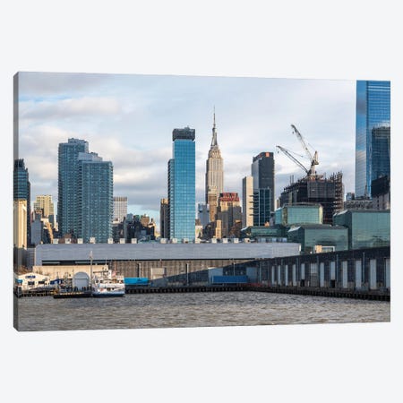 Empire State Building Along The Hudson River Canvas Print #JNB703} by Jan Becke Canvas Wall Art