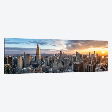 New York City Sunset Panorama Canvas Print #JNB705} by Jan Becke Canvas Art Print