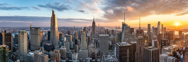 City Sunrises & Sunsets: New York City Sunset Panorama by Jan Becke