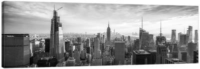 New York City Skyline Panorama In Black And White Canvas Art Print - New York City Skylines