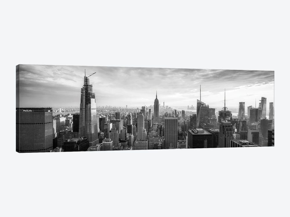 New York City Skyline Panorama In Black And White by Jan Becke 1-piece Canvas Art Print