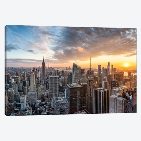 Beautiful Sunset View From Top Of The Rock At Rockefeller Center Canvas Print #JNB709} by Jan Becke Canvas Wall Art