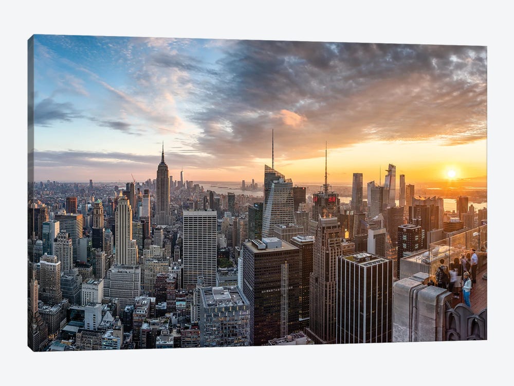 Beautiful Sunset View From Top Of The Rock At Rockefeller Center by Jan Becke 1-piece Canvas Art Print