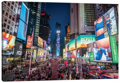 Times Square At Night, New York City, USA Canvas Art Print - Times Square