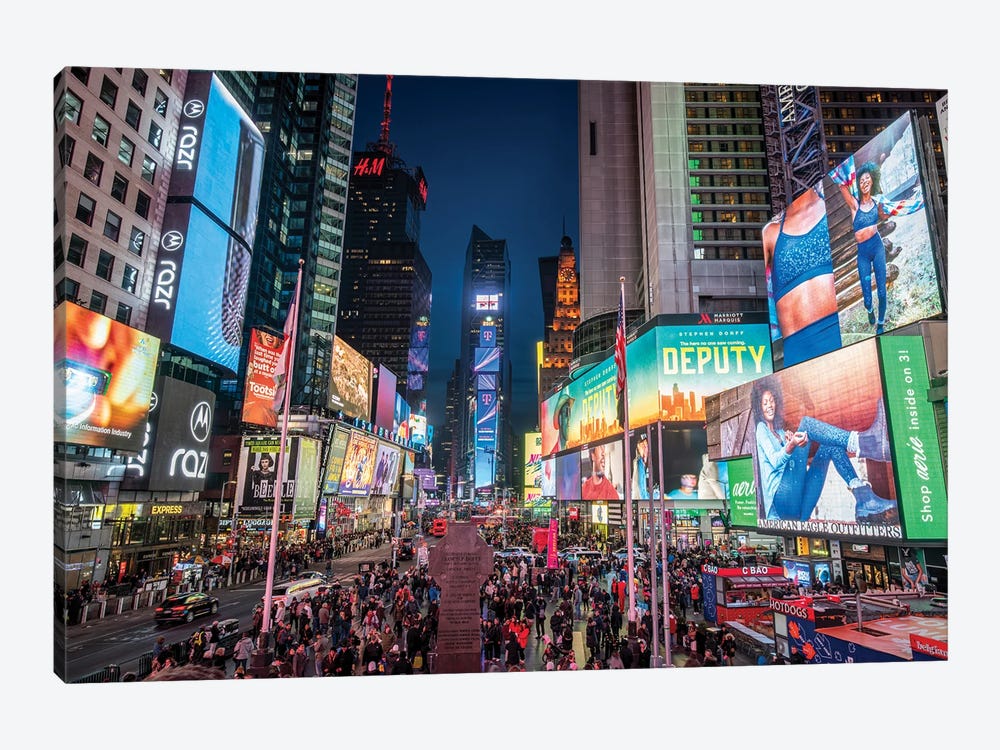 Times Square At Night, New York City, USA by Jan Becke 1-piece Canvas Art Print