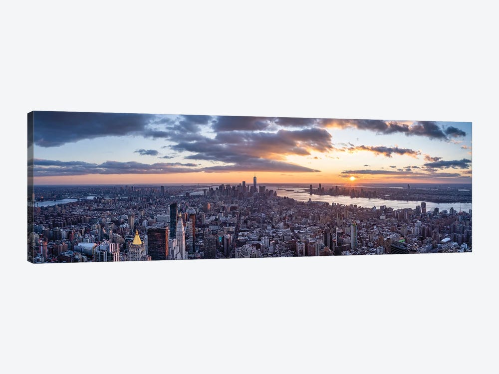Aerial View Of Lower Manhattan At Sunset, New York City by Jan Becke 1-piece Canvas Art Print