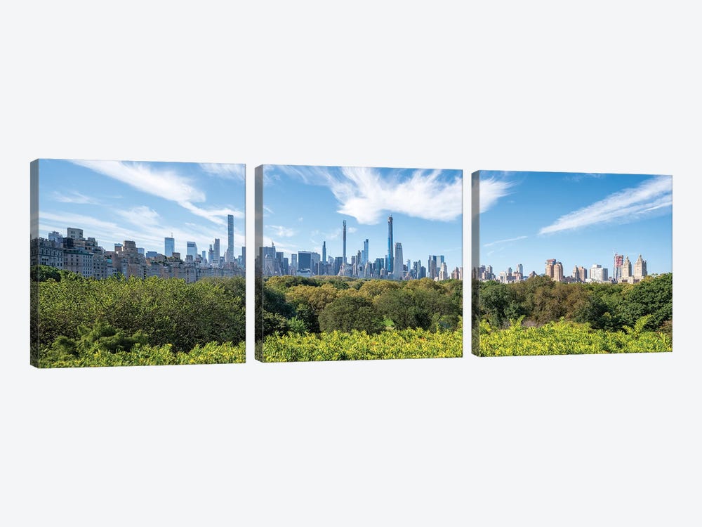 Panoramic View Of Central Park, Midtown Manhattan, New York City, USA by Jan Becke 3-piece Art Print