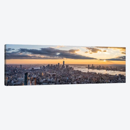 Panoramic View Of Lower Manhattan At Sunset, New York City, USA Canvas Print #JNB725} by Jan Becke Canvas Print