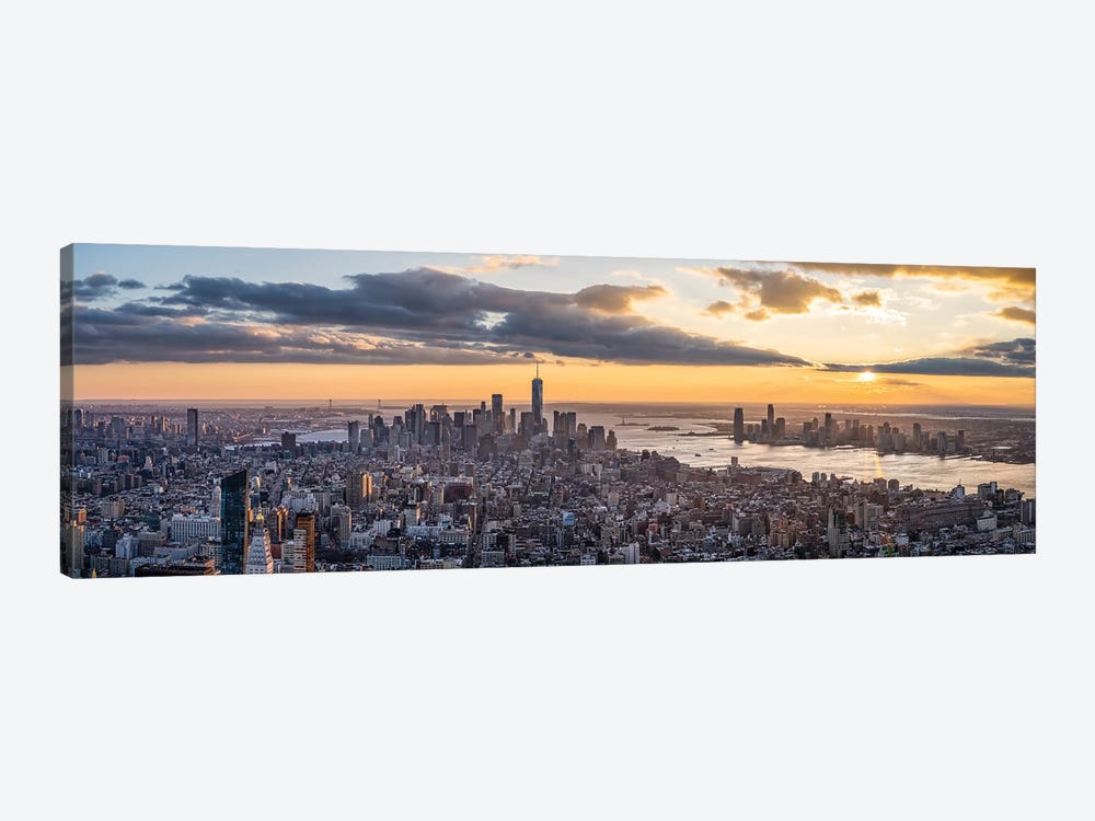Panoramic View Of Lower Manhattan At Sunset, New York City, USA by Jan Becke 1-piece Canvas Print